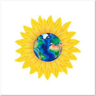 Love Sunflower Earth Shirt For Men Women Posters and Art